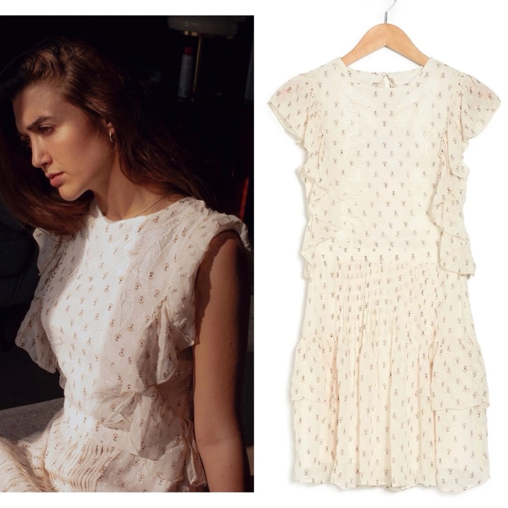 Reiss Valerie floral embroidered ruffle tiered dress